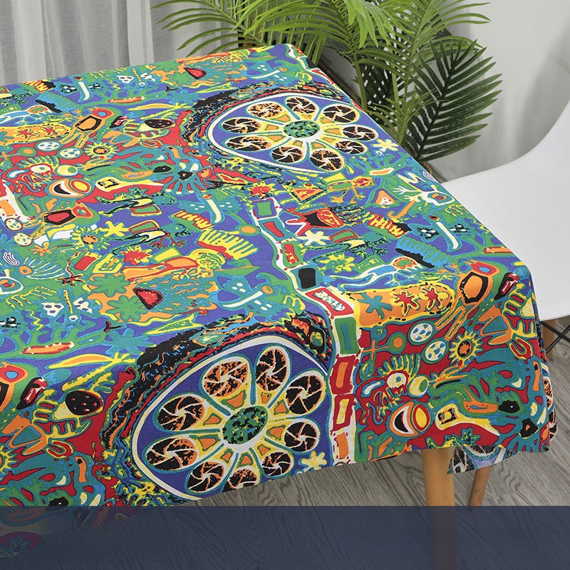 Cotton Linen Fabric, Ethnic Paisley Print, for Tablecloths, Curtains & Bags - Van Gogh Impression