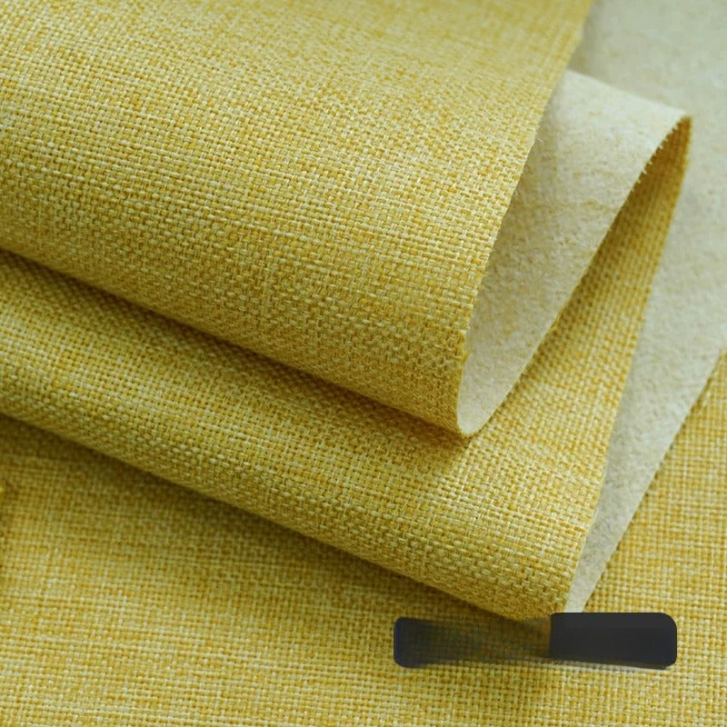 Cotton Linen Fabric, Heavy Plain Weave, for Sofa Covers, Tablecloths & Cushions - Turmeric Yellow