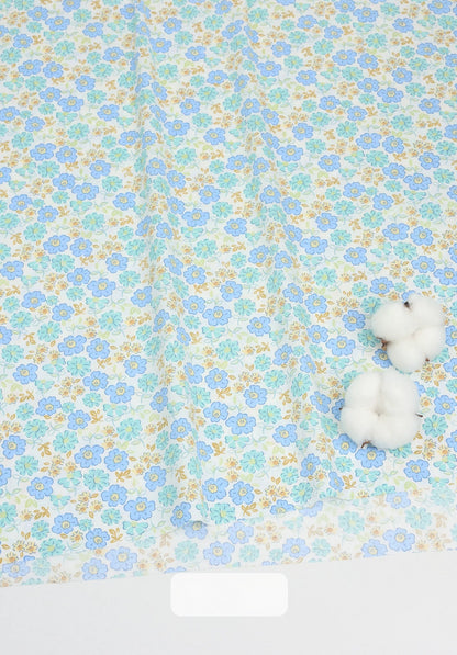 Cotton Fabric, Country Floral Prints, for Dresses, Skirts & Patchwork - Teal Floral Ballad