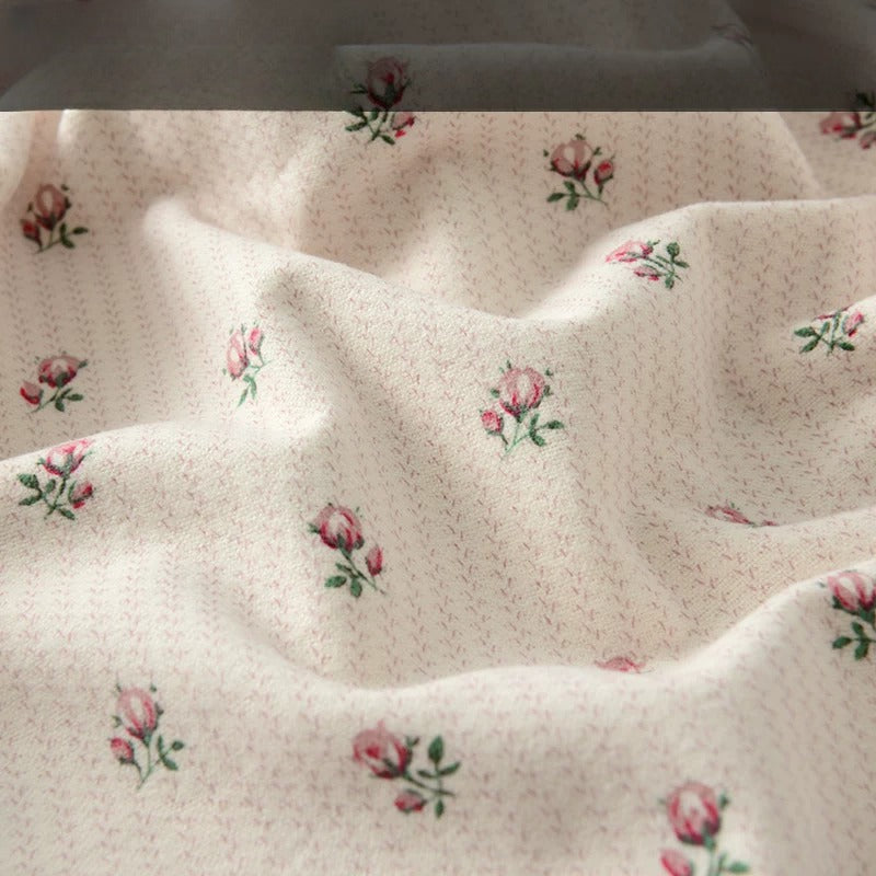 Brushed Cotton Flannel Fabric, Kids Prints, for Kids' Wear, Pajamas & DIY - Beige Bud