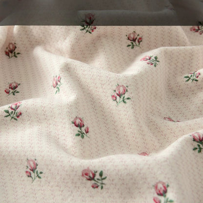 Brushed Cotton Flannel Fabric, Kids Prints, for Kids' Wear, Pajamas & DIY - Beige Bud