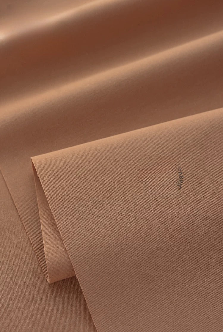Washed Twill Poplin Fabric, Solid, for Shirts, Dresses & Blouses - Caramel