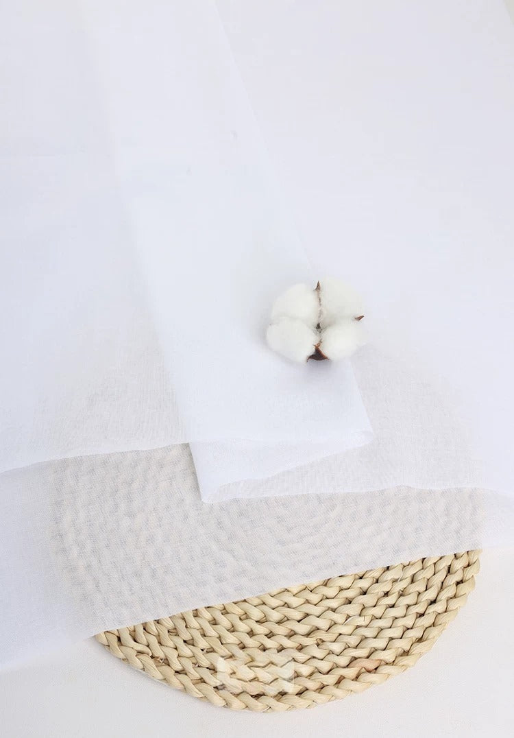 Cotton Lining Fabric, Anti-Static Solid, for Dress, Blouse & Skirt Linings - Bleached White