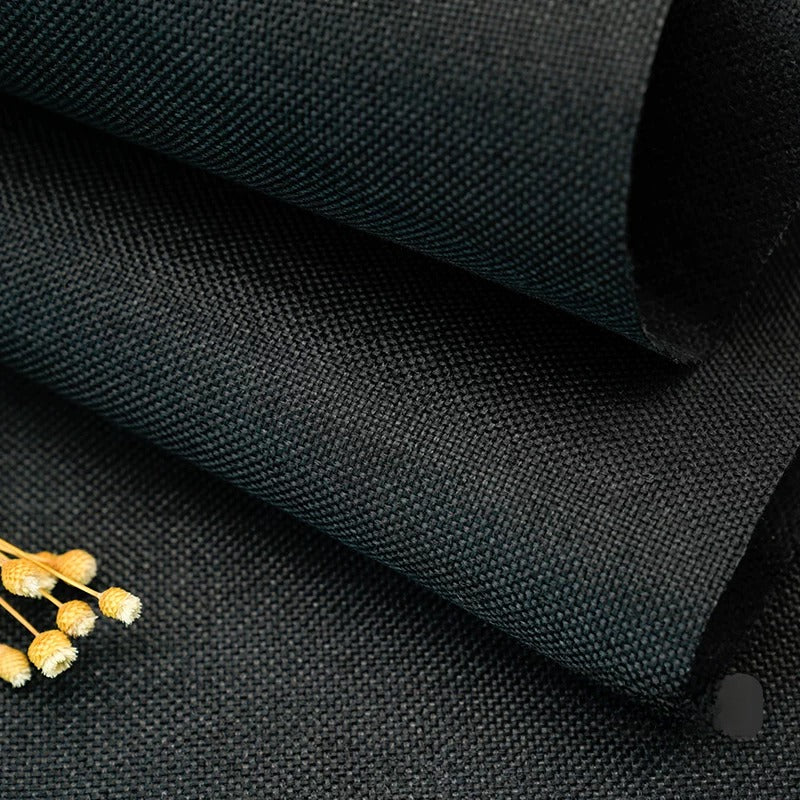 Cotton Linen Fabric, Heavy Plain Weave, for Sofa Covers, Tablecloths & Cushions - Black