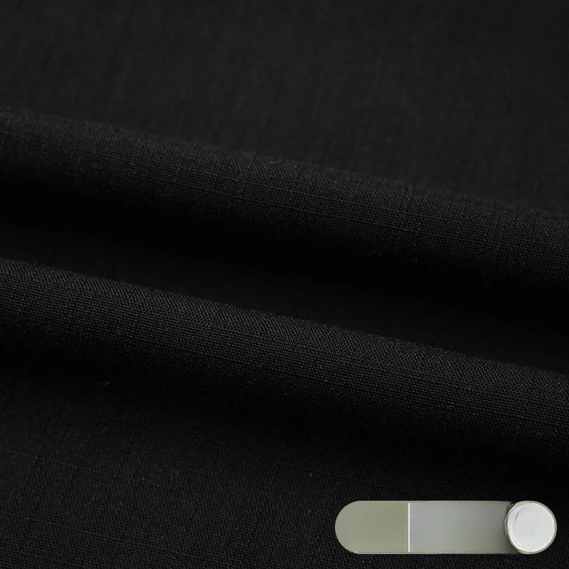 Cotton Linen Slub Fabric, Summer Solid, for Pants, Casual Wear & DIY - Black