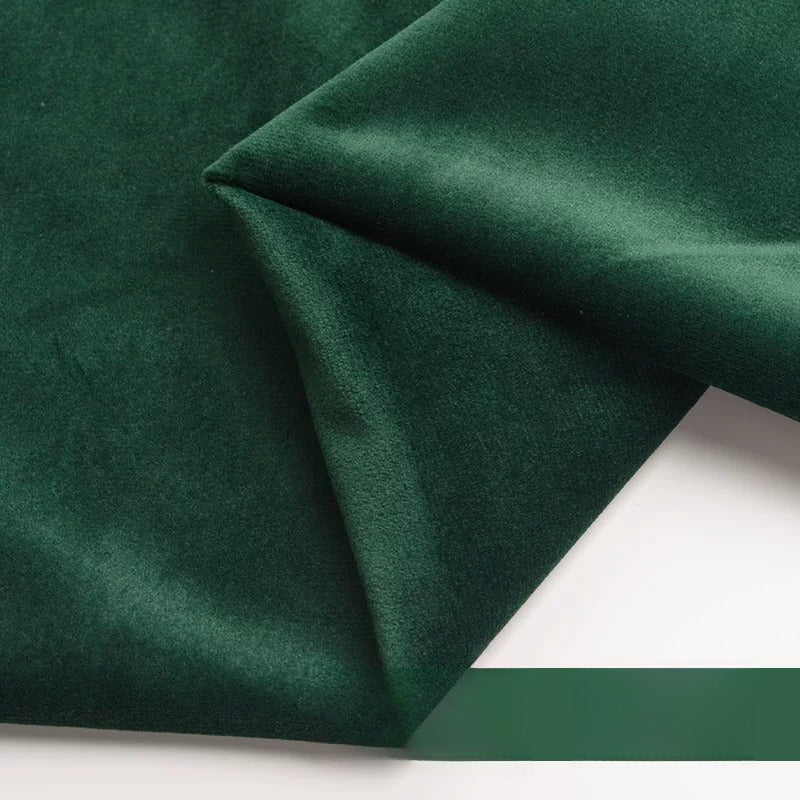 Velvet Fabric, Golden Velour Solid, for Cushions, Curtains & Costumes - Dark Green