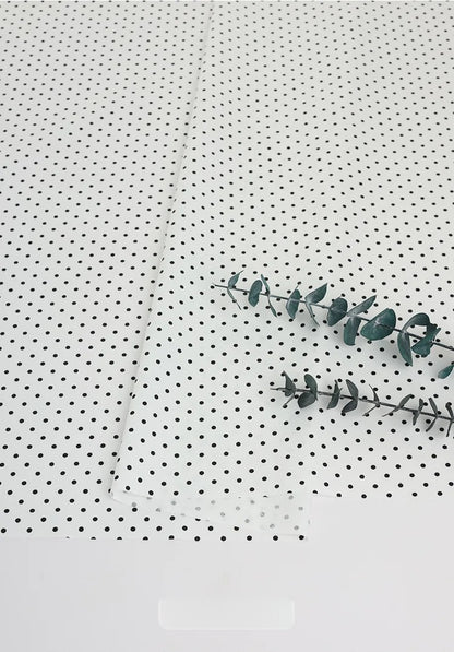 Cotton Fabric, Plaid Stripe & Polka Prints, for Bedding, Tablecloths & Garments - White Black Dot