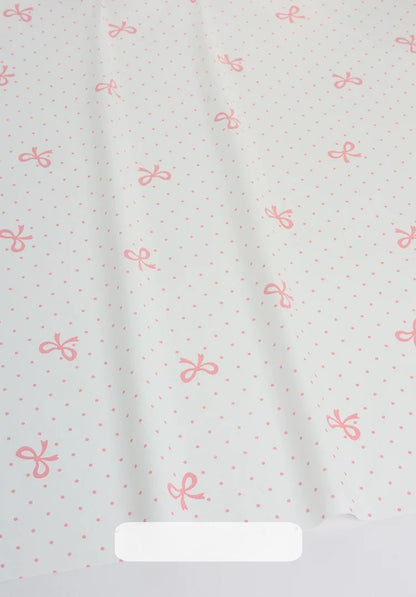 Cotton Fabric, Plaid Stripe & Polka Prints, for Bedding, Tablecloths & Garments - Pink Bow Dot