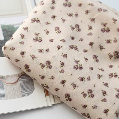 Cotton Linen Check Fabric, for Curtains & Cushions - Small Floral