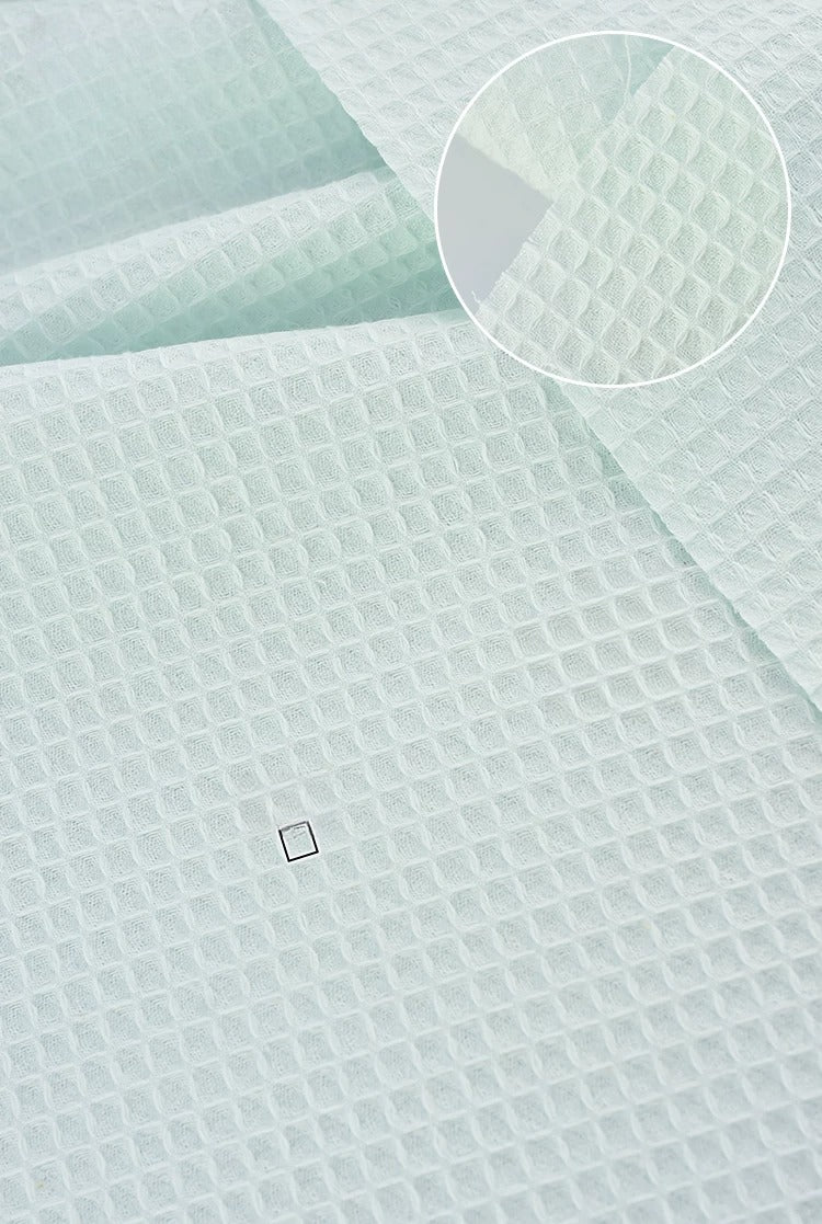 Cotton Waffle Fabric, Pure Solid, for Bathrobes, Pajamas & Home Textiles - Moon White Blue