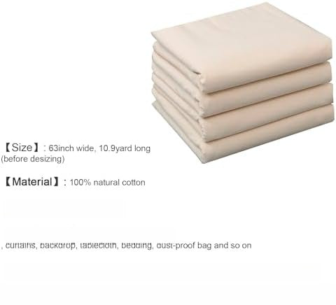 Cotton Muslin Fabric By The Yard | 1 Color, Medium Weight, 63" Wide for Quilting & Backdrops