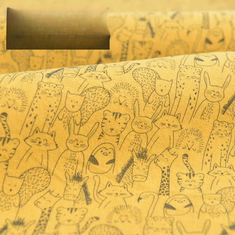 Brushed Cotton Flannel Fabric, Kids Prints, for Kids' Wear, Pajamas & DIY - Champagne Animal Kingdom