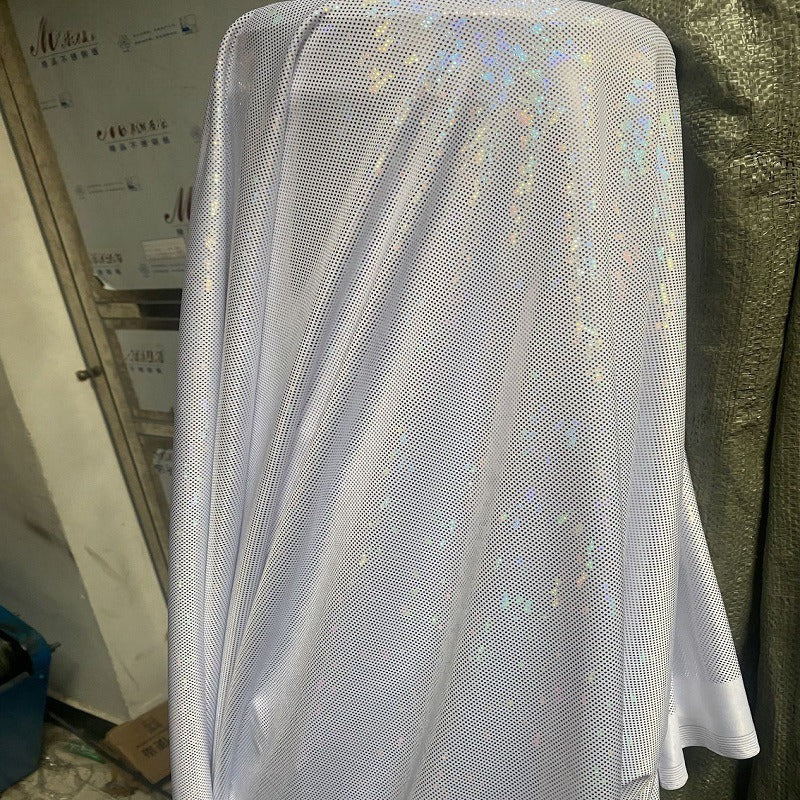 Holographic Stretch Stage Fabric, for Costumes & Backdrops - 4-Way Stretch Iridescent Dot