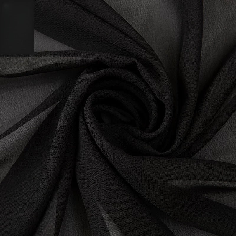 Chiffon Fabric, Semi-Sheer Solid, for Dresses, Blouses & Linings - Black