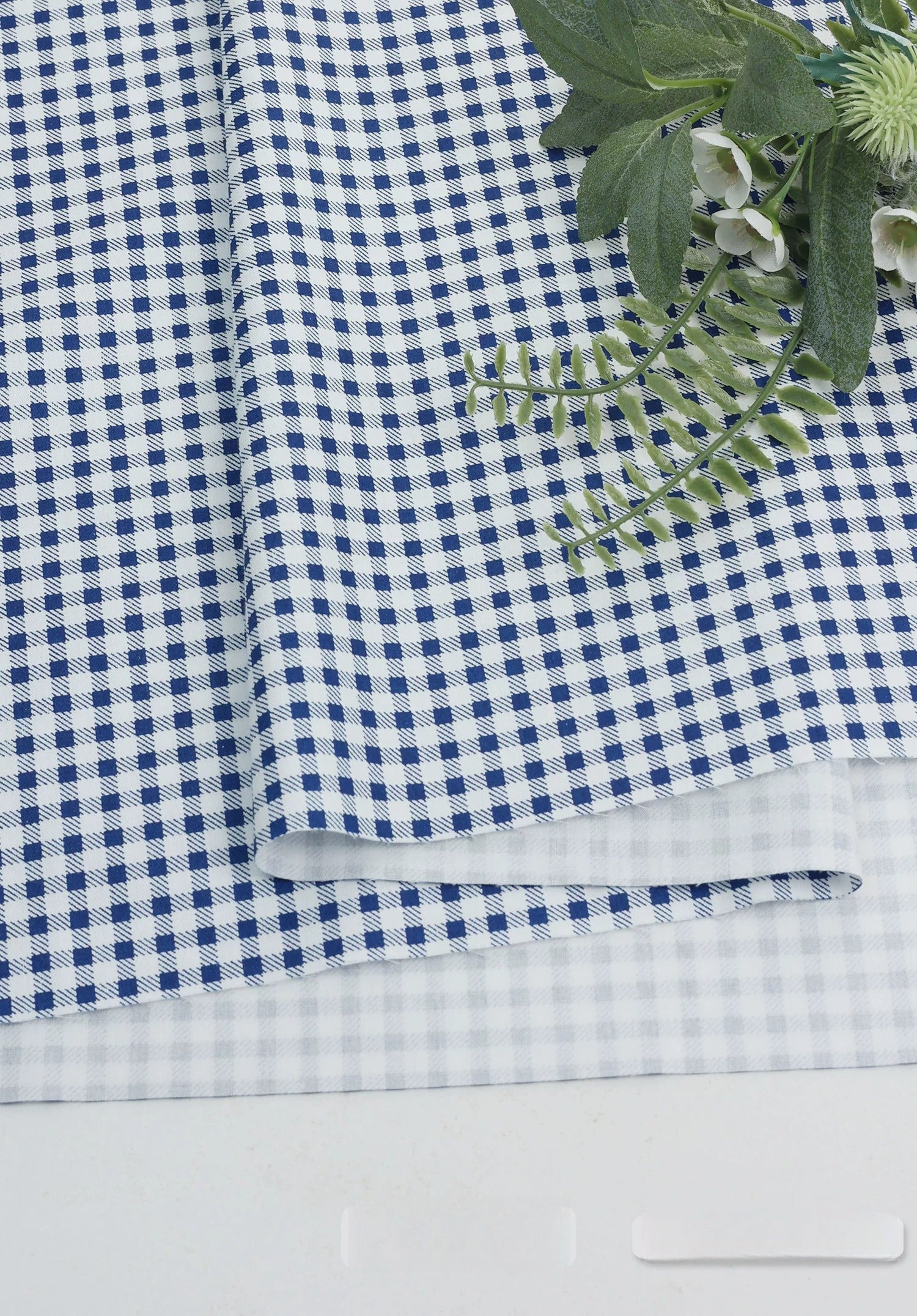 Cotton Fabric, Plaid Stripe & Polka Prints, for Bedding, Tablecloths & Garments - Navy Plaid