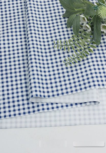 Cotton Fabric, Plaid Stripe & Polka Prints, for Bedding, Tablecloths & Garments - Navy Plaid