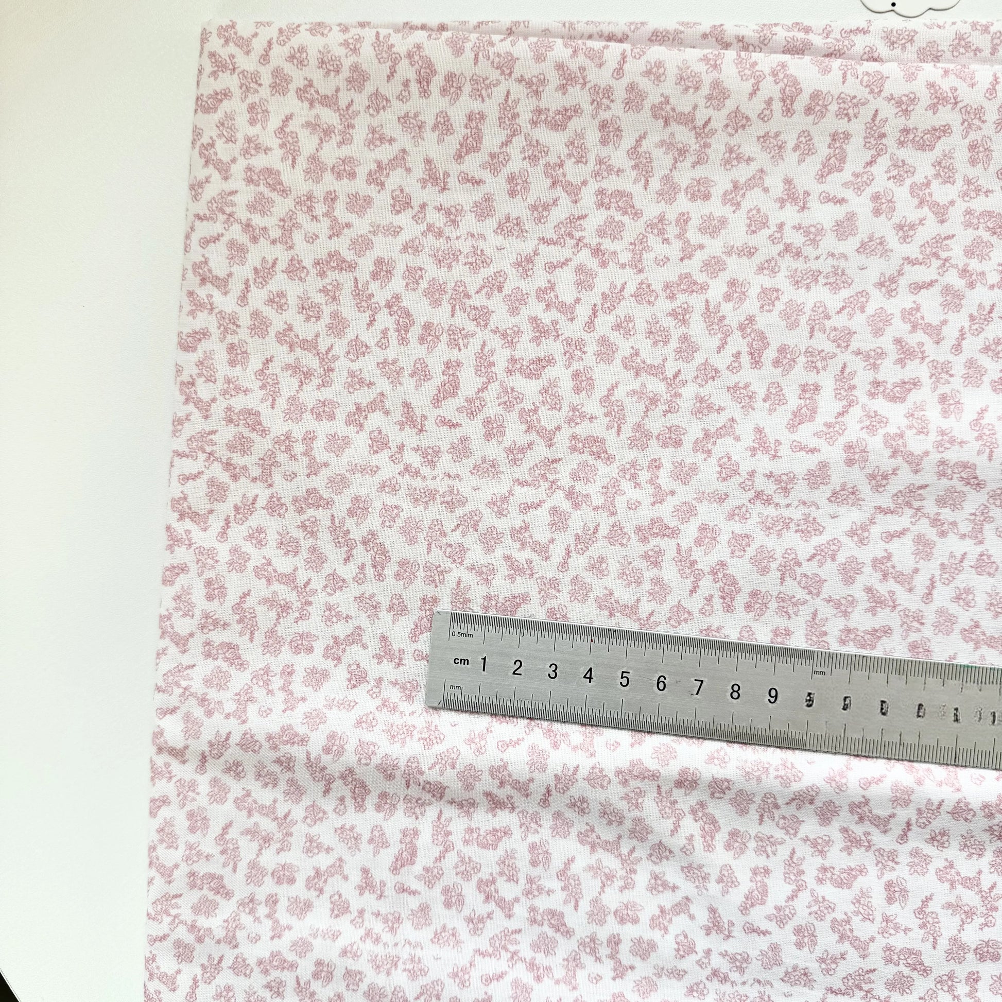 Cotton Print Fabric, Pink Star Polka Plaid, for Homewear, Doll Clothes & Scrunchies - Pink Floral