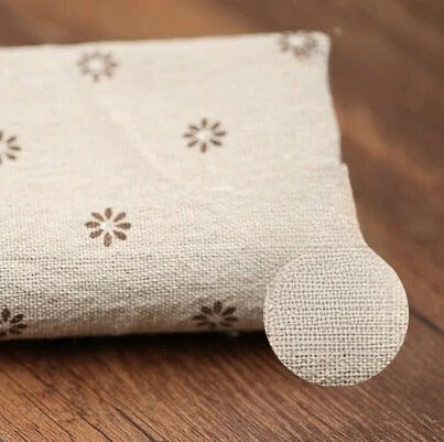 Heavy Cotton Linen Daisy Fabric, for Curtains & Upholstery - Brown