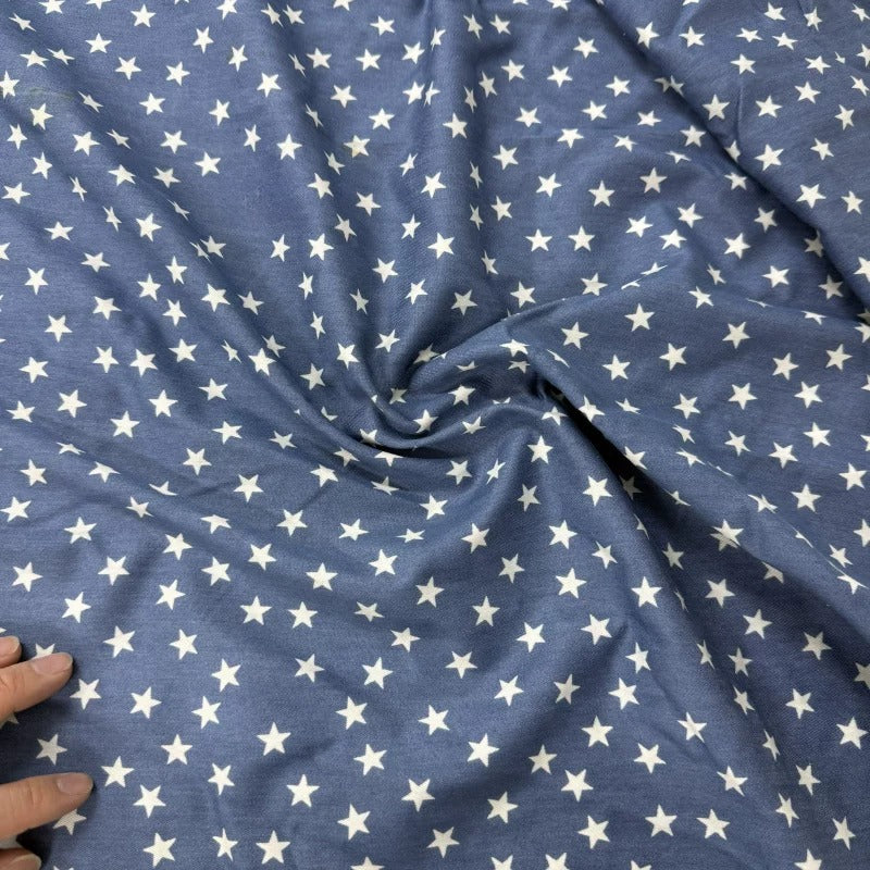 Cotton Denim Fabric, Washed Prints, for Dresses, Shirts & DIY - Starry Sky