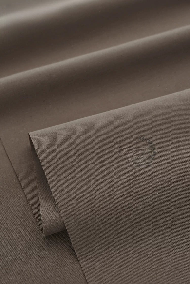 Washed Twill Poplin Fabric, Solid, for Shirts, Dresses & Blouses - Coffee