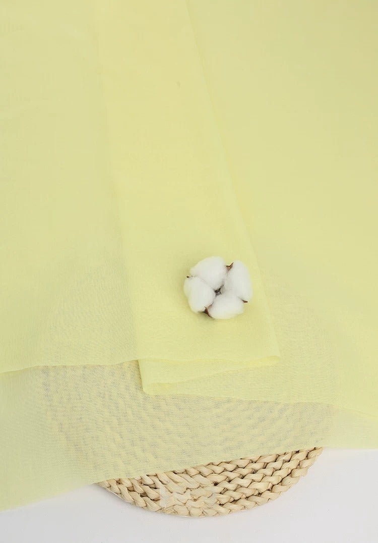 Cotton Lining Fabric, Anti-Static Solid, for Dress, Blouse & Skirt Linings - Light Yellow
