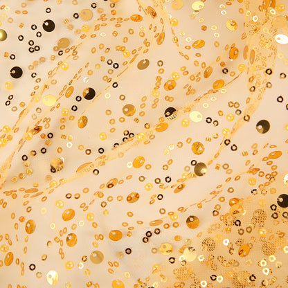 Beaded Embroidery Mesh, Iridescent for Dresses, 51 in Wide - Yellow