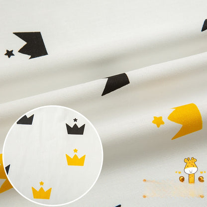 Cotton Twill Fabric, Kids Cartoon Print, for Kids' Bedding, Babywear & Quilts - Black Gold Crown