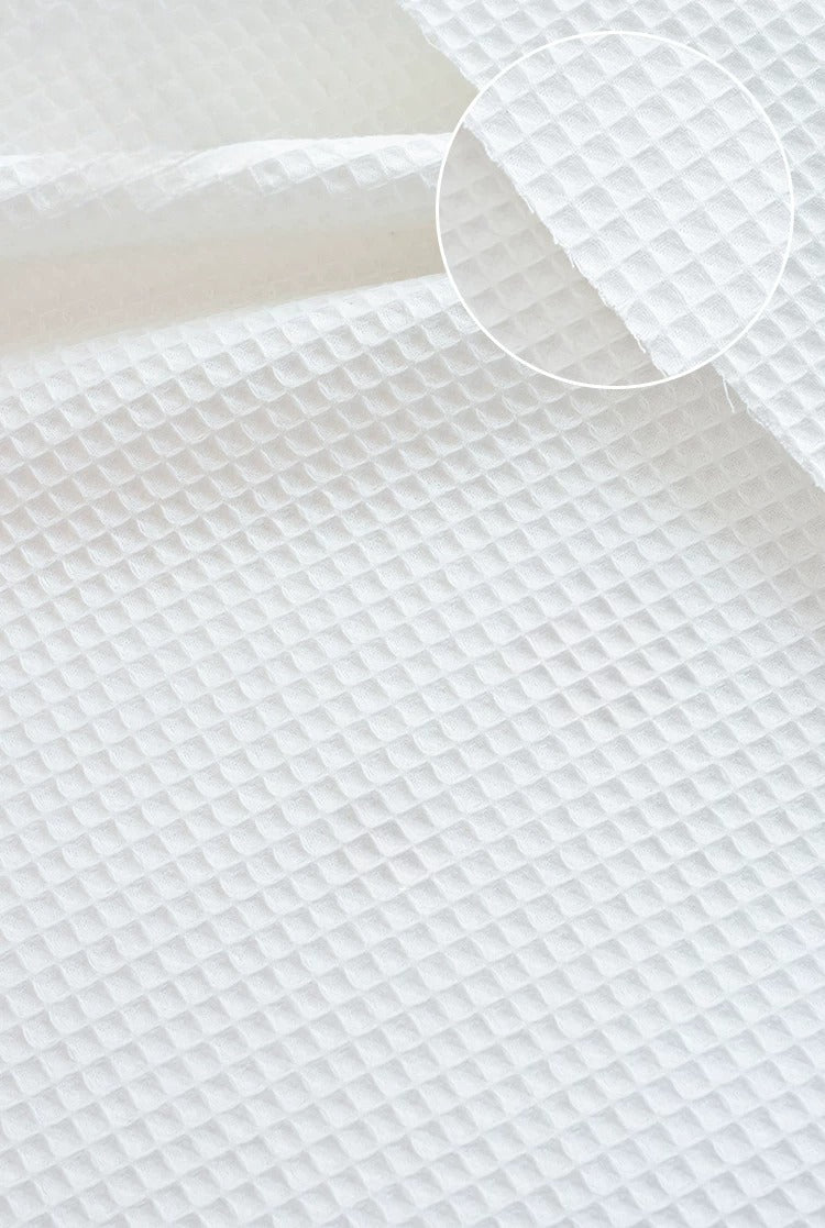 Cotton Waffle Fabric, Pure Solid, for Bathrobes, Pajamas & Home Textiles - Natural White
