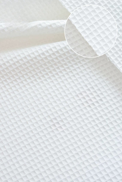 Cotton Waffle Fabric, Pure Solid, for Bathrobes, Pajamas & Home Textiles - Natural White