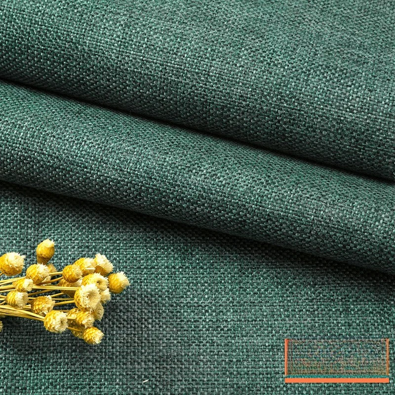 Cotton Linen Fabric, Heavy Plain Weave, for Sofa Covers, Tablecloths & Cushions - Pine Green