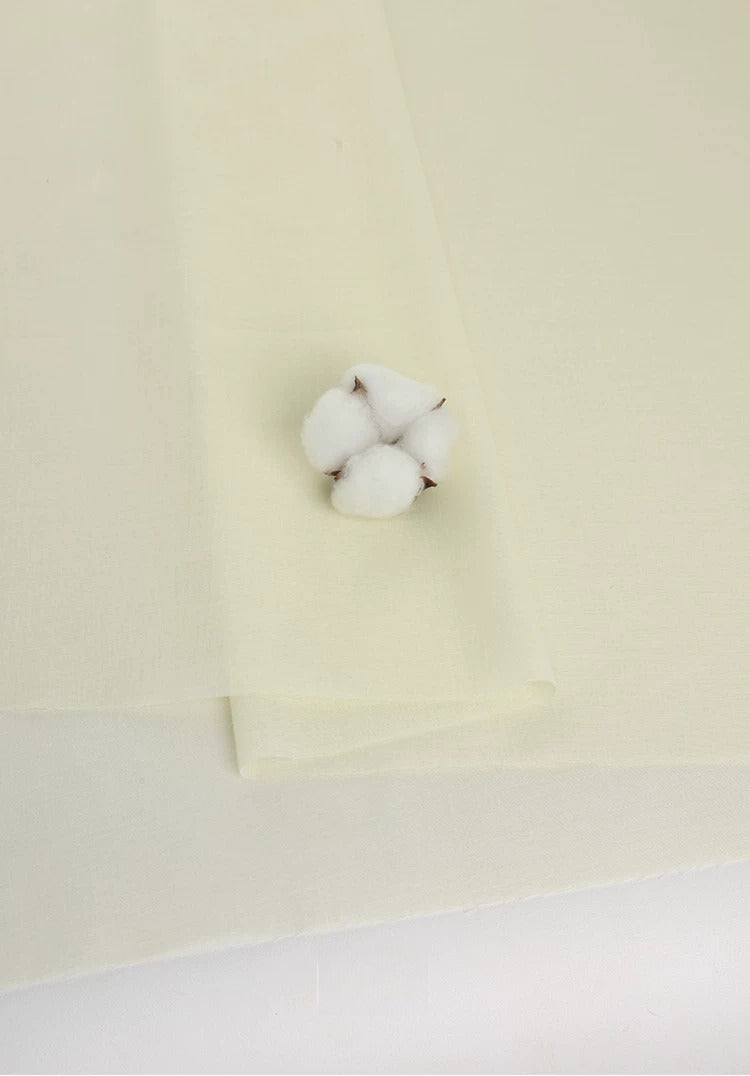 Cotton Lining Fabric, Anti-Static Solid, for Dress, Blouse & Skirt Linings - Cream Yellow