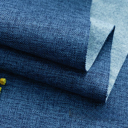 Cotton Linen Fabric, Heavy Plain Weave, for Sofa Covers, Tablecloths & Cushions - Navy