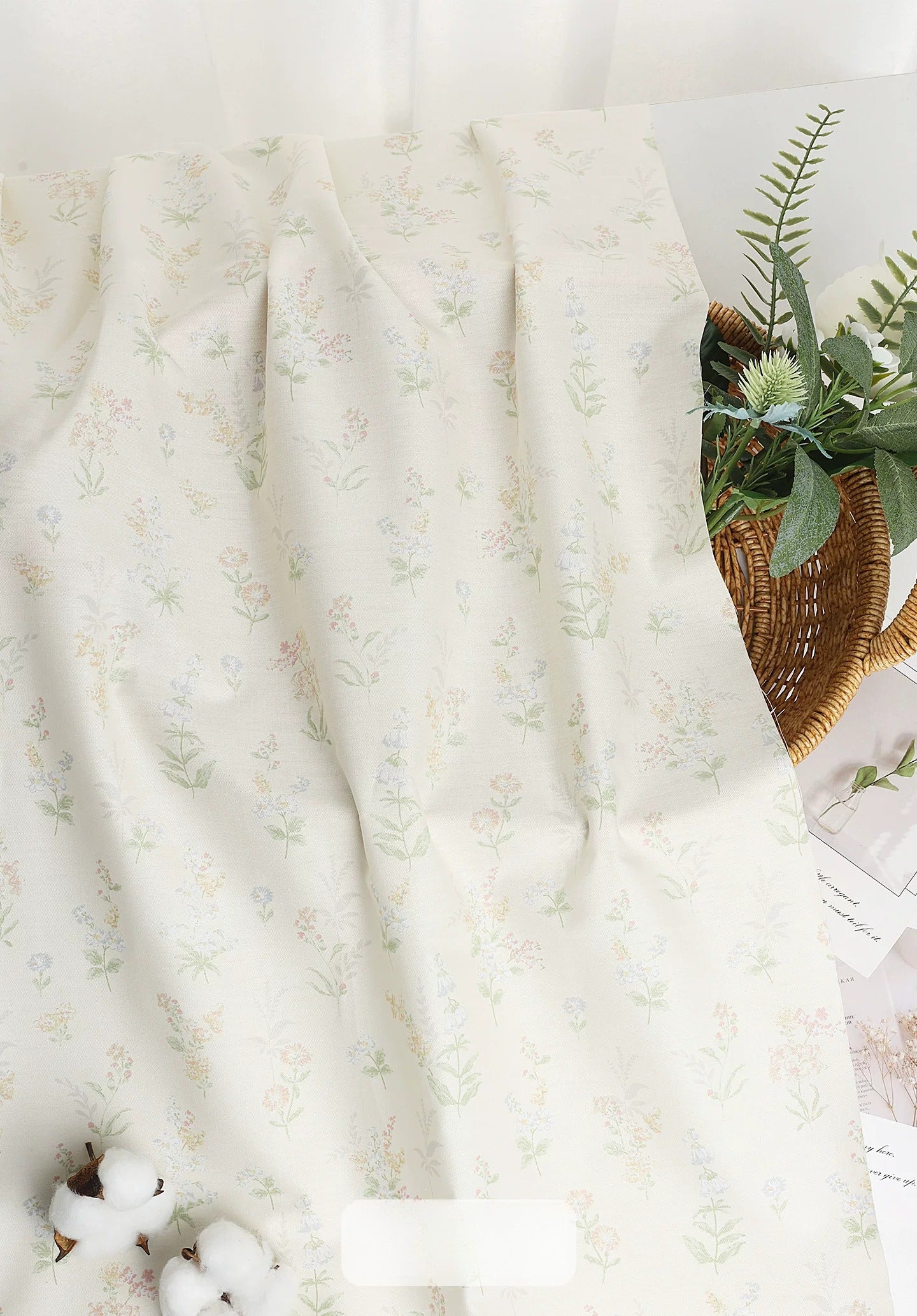 Class A Baby Cotton Fabric, Adorable Prints, for Babywear, Quilts & Bedding - Light Grass Bloom