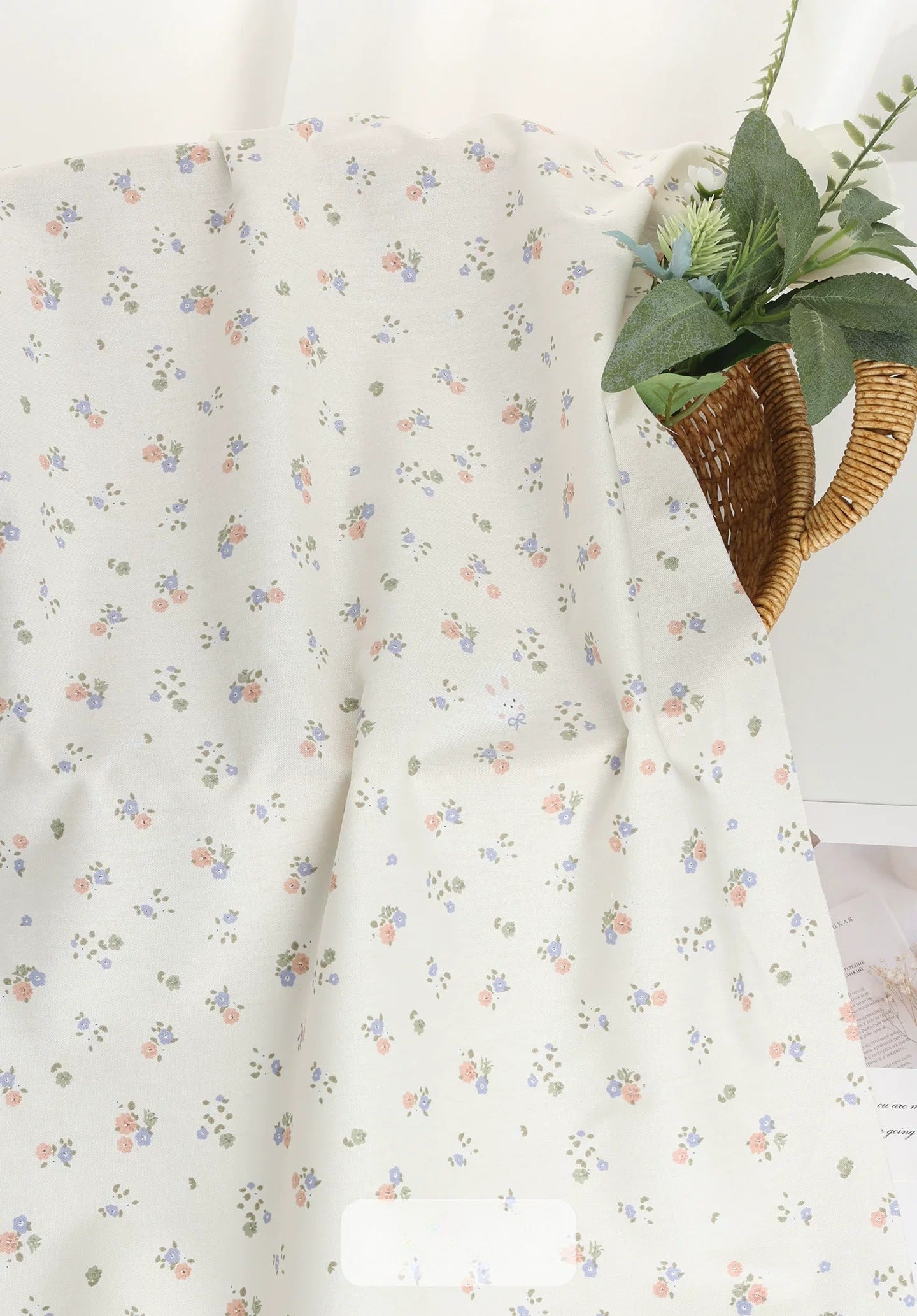 Class A Baby Cotton Fabric, Adorable Prints, for Babywear, Quilts & Bedding - Cream Flower Field