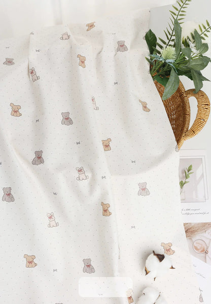 Class A Baby Cotton Fabric, Adorable Prints, for Babywear, Quilts & Bedding - Soft Bear Bunny