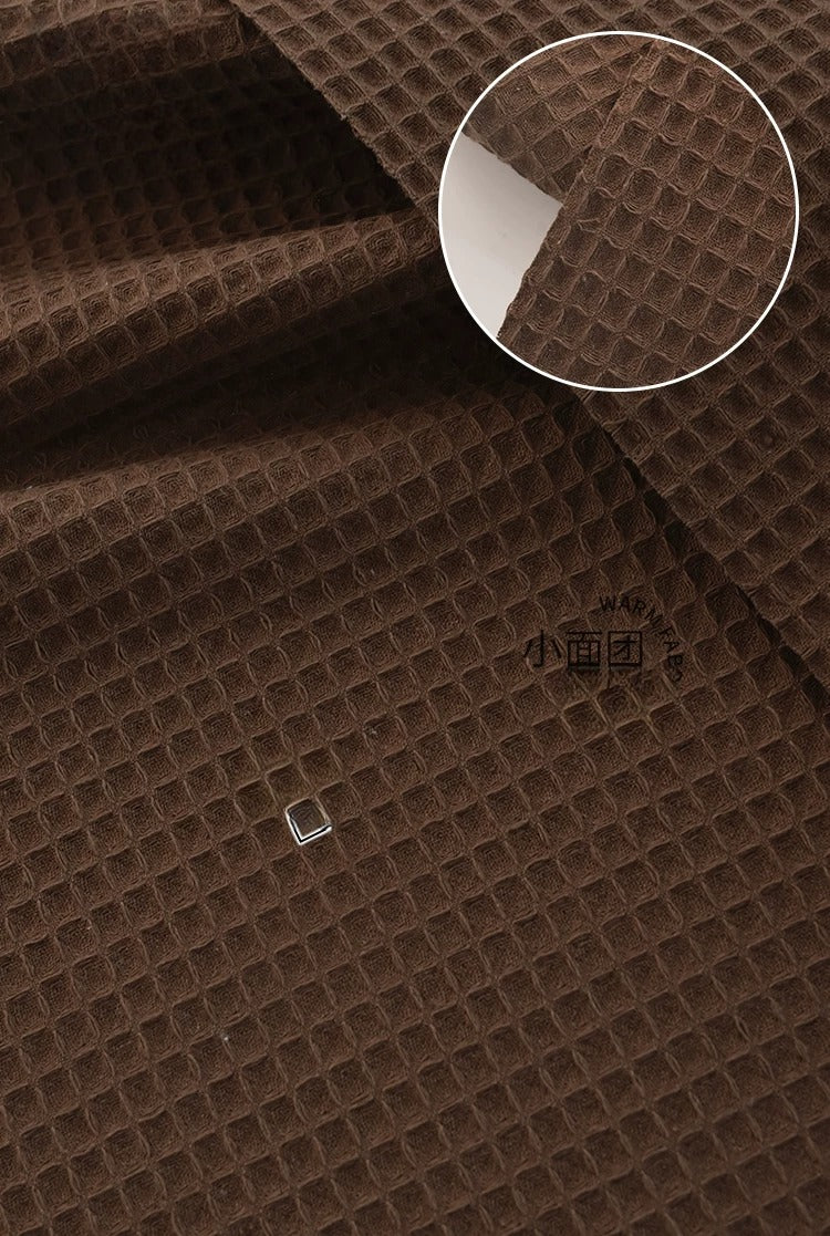 Cotton Waffle Fabric, Pure Solid, for Bathrobes, Pajamas & Home Textiles - Dark Brown