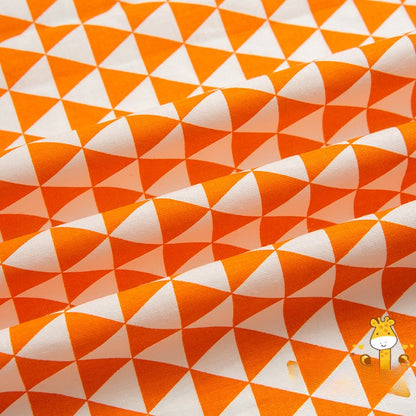 Cotton Twill Fabric, Kids Cartoon Print, for Kids' Bedding, Babywear & Quilts - Orange White Triangle