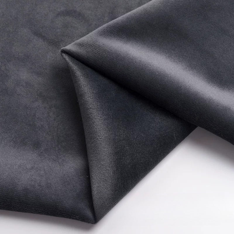 Velvet Fabric, Golden Velour Solid, for Cushions, Curtains & Costumes - Gray