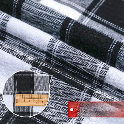Brushed Plaid Shirt Fabric, Tartan Check, for Shirts, Skirts & JK Uniforms - Black White Gray