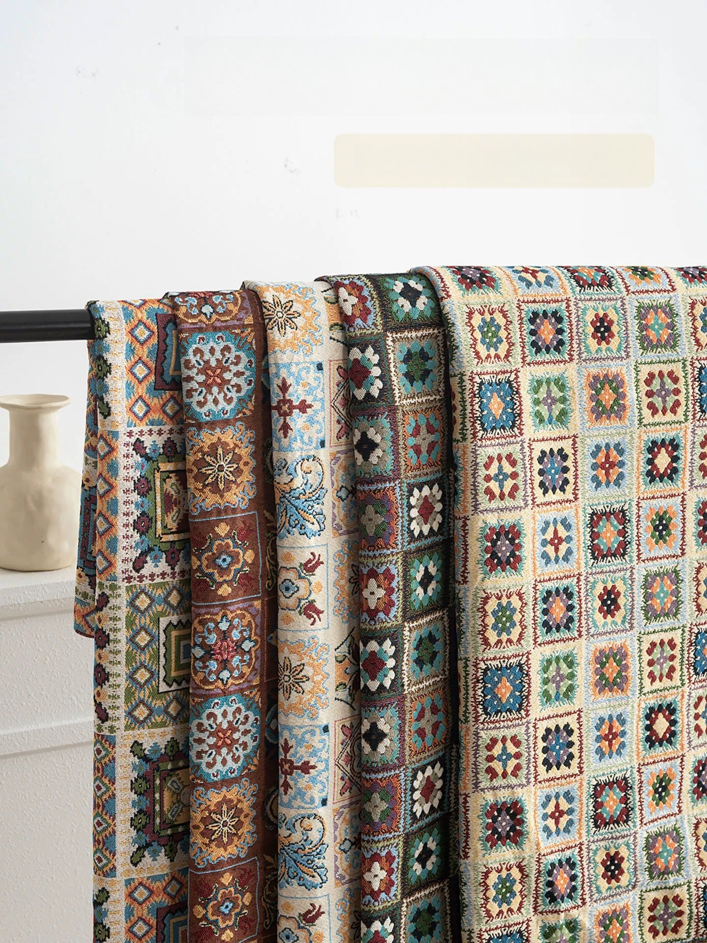 Heavy Poly Jacquard Check Fabric, for Upholstery & Cushions