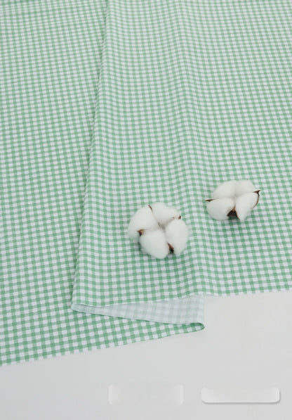 Cotton Fabric, Plaid Stripe & Polka Prints, for Bedding, Tablecloths & Garments - Pea Green Plaid
