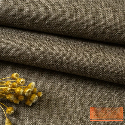 Cotton Linen Fabric, Heavy Plain Weave, for Sofa Covers, Tablecloths & Cushions - Coffee Green