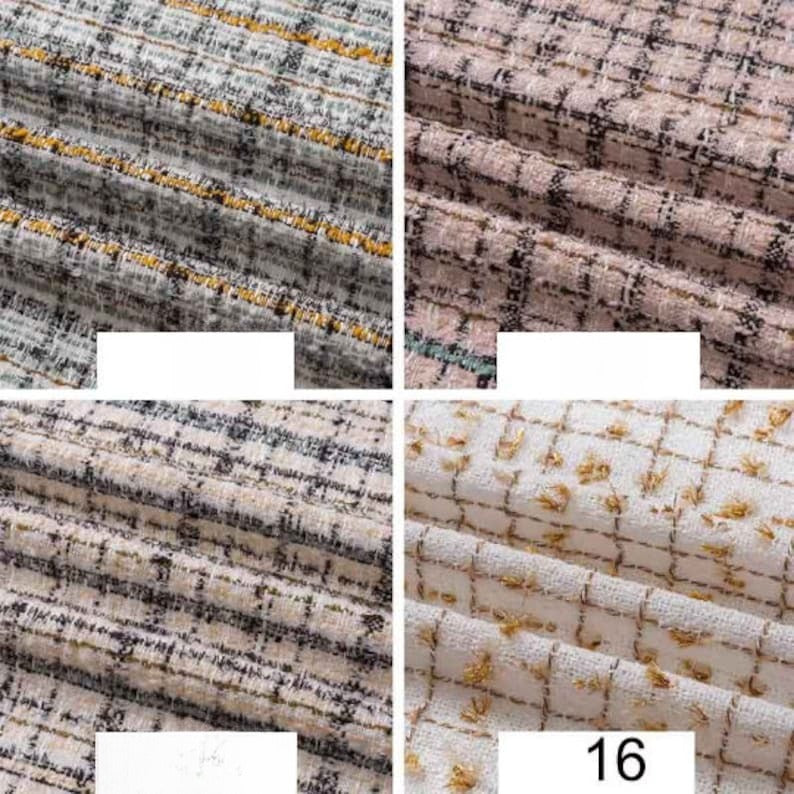 Wool Blend Tweed Fabric, Check, 59 in Wide