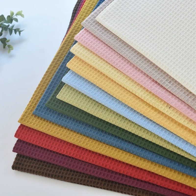 Cotton Waffle Fabric, Pure Solid, for Bathrobes, Pajamas & Home Textiles