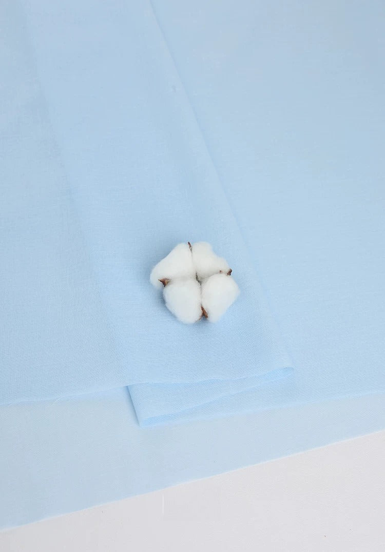 Cotton Lining Fabric, Anti-Static Solid, for Dress, Blouse & Skirt Linings - Light Blue