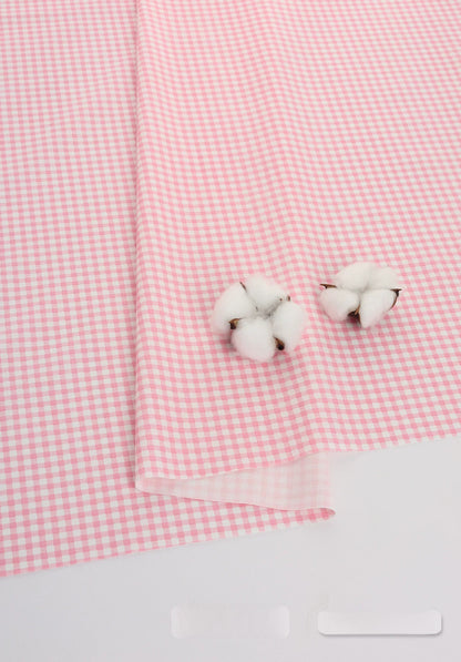 Cotton Fabric, Plaid Stripe & Polka Prints, for Bedding, Tablecloths & Garments - Cherry Pink Plaid