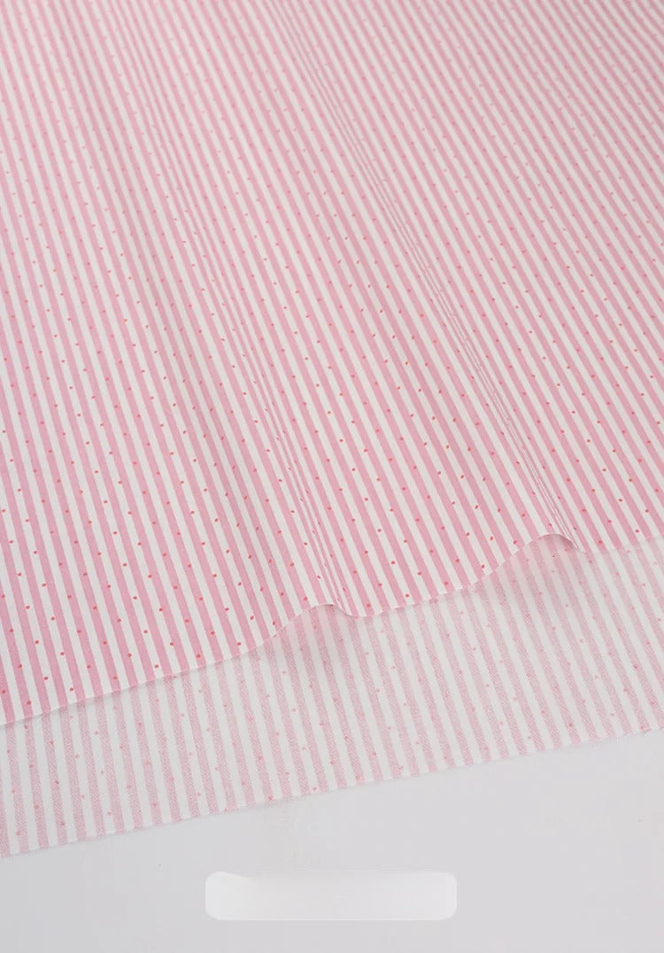 Cotton Fabric, Plaid Stripe & Polka Prints, for Bedding, Tablecloths & Garments - Pink Stripe Dot