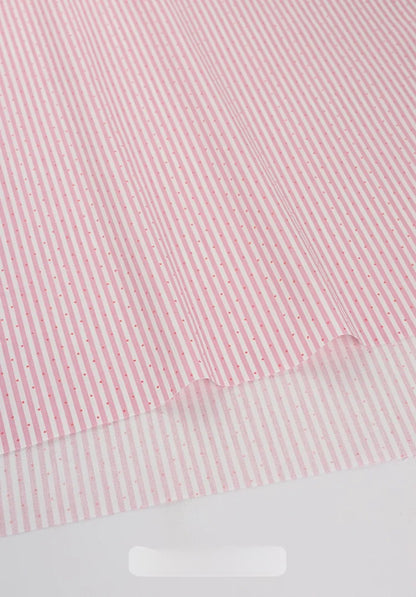 Cotton Fabric, Plaid Stripe & Polka Prints, for Bedding, Tablecloths & Garments - Pink Stripe Dot