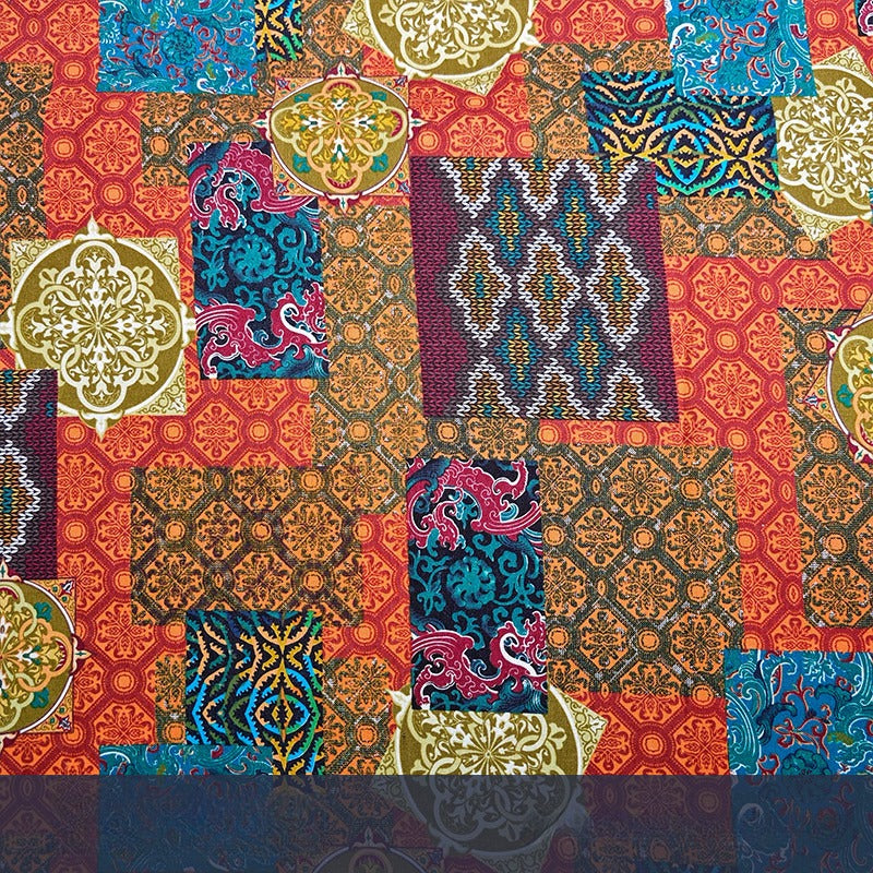 Cotton Linen Fabric, Ethnic Paisley Print, for Tablecloths, Curtains & Bags - Tibetan Ethnic