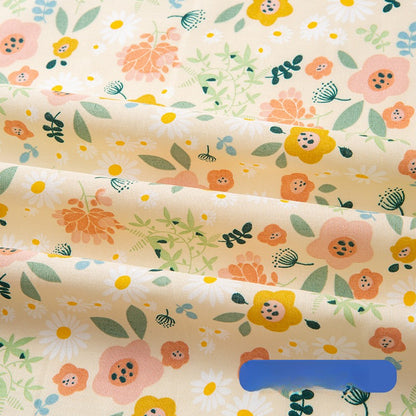 Cotton Poplin Fabric, Floral Printed, for Summer Shirts, Dresses & Blouses - Beige Mallow